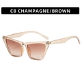 Occhiali da sole geometrici cat-eye con montatura champagne e lenti marroni sfumate - C8-Montatura Champagne Lente Sfumata Marrone