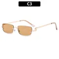 Lunettes de soleil carrées demi-cerclées en métal doré avec verres bruns et logo G - Monture Or Verre Thé Clair (C3)
