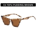 Cat eye sunglasses in Tofu Pudding tortoiseshell frame with brown tinted lenses - C6-Floral Tofu Pudding Frame Brown Lens