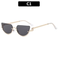 Occhiali da sole cat-eye con mezza montatura in metallo dorato e lenti grigie C1 - Montatura Oro Nero Grigio