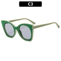Occhiali da sole cat-eye verde erba con lenti grigie e stanghette verde chiaro - Montatura Verde Lente Grigio Chiaro (C3)