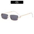 Lunettes de soleil rectangulaires demi-cerclées avec monture dorée et verres gris - Monture Dorée Verre Noir Gris (C1)
