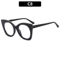 Fashionable bright black cat-eye eyeglass frame with slim temples in a glossy finish - Black Frame Clear Lens (C8)