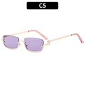 Chic semi-rimless square sunglasses with purple lenses and gold metal frames - Gold Frame Purple Lens (C5)