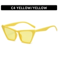 Stylish cat-eye sunglasses with vibrant yellow resin frame and matching tinted lenses - C4-Yellow Frame Yellow Lens