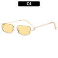 Retro rectangle sunglasses with light yellow lenses and gold metal half-frame design - Gold Frame Yellow Lens (C4)