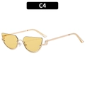 Cat eye sunglasses with gold half-frame metal design and transparent yellow lenses - Gold Frame Yellow Lenses