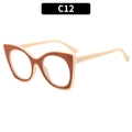 Retro cat-eye fashion glasses with tortoiseshell and cream two-tone frame color C12 - Caramel White Leg Clear Lens (C12)