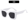 Retro square oversized white frame sunglasses with black lenses for women in color C3 - White Frame Gray Lens