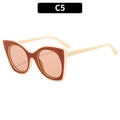 Retro cat-eye sunglasses with two-tone brown and cream frame and light brown lenses - Caramel White Leg Champagne Lens (C5)