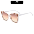 Fashion cat-eye sunglasses with white resin frames and brown gradient lenses, C7 variant - Smoky White Leg Pink Yellow Lens (C7)