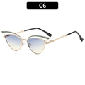 Cat-Eye Sonnenbrille aus Goldmetall mit grünem Rand und Verlaufsgläsern Modell C6 - C6-Gold Blau Gelb