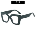 Fashionable dark green thick square frame sunglasses with transparent lenses C11 style - Dark Green Frame Clear Lens