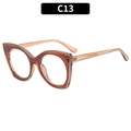 Cat eye fashion glasses frame in translucent tea brown color with sleek temples - Dark Tea Frame Clear Lens (C13)