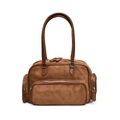 Sac bandoulière vintage en daim marron avec fermetures éclair et grande capacité - Marron
