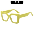 Vibrant yellow square oversized glasses frame with wide temples and glossy finish - Light Green Frame Clear Lens