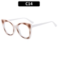 Cat eye glasses in white frame with brown pattern accents and clear lenses C14 - Smoky White Leg Clear Lens (C14)