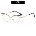 Katzenaugen-Brille mit goldenem Metallrahmen und schwarzen Akzenten, Farbe C8 - C8-Gold Klar