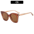 Retro amber brown cat-eye sunglasses with gradient lenses and stylish C6 color frame - Dark Tea Frame Tea Lens(C6)