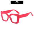 Women's chic candy red square sunglasses with thick bold frames in a polished finish - Rose Red Frame + Clear Lens
