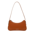 Bolso de hombro clásico de cuero marrón con estampado FASHION & BAG y cremallera plata - Marrón
