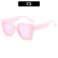 Women square candy colored sunglasses C5 in soft pink with retro large frame and tinted lens - Pink Frame / Pink Lens