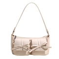 Elegante borsa sottobraccio bianco crema con fiocchi decorativi e design multitasche - Bianco Sporco