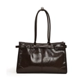 Grand sac cabas en cuir ciré marron chocolat avec détails de boucles vintage - Marron
