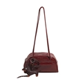 Modieuze donkerrode glanzende PU-leren schoudertas met schattige teckel hanger - Rood