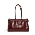 Sac à bandoulière rouge foncé en cuir ciré brillant avec boucle en métal argenté - Rouge