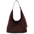 Bolso hobo marrón oscuro de ante sintético de gran capacidad con correa ajustable - Marrón