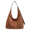 Bolso de hombro hobo en ante marrón con correa ajustable y diseño minimalista elegante - Marrón