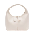 Mini sac à main demi-lune blanc cassé avec fermeture éclair double et poignée chic - Grand / Blanc Cassé