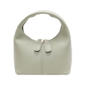 Mini sac à main vert haricot en similicuir lisse avec poignée ronde et double fermeture - Grand / Vert