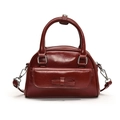 Elegante borsa a mano bordeaux con fiocco decorativo e finitura in pelle lucida - Rosso