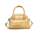 Elegante borsa beige a conchiglia con fiocco, doppi manici e tracolla rimovibile - Giallo