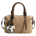Borsa a tracolla Boston kaki con rilievo MUHETI SHISHANG e ciondolo a cavallo - Verde Con Ciondolo a Cavallo