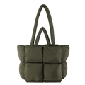 Sac fourre-tout matelassé vert foncé avec doubles bandoulières et poignées souples - Vert