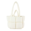 Sac fourre-tout matelassé blanc crème rembourré avec double poignée et bandoulière - Blanc