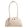 Minimalistische gebroken witte Boston-tas met gebogen ontwerp en lange hengsels - Off-wit