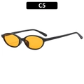 Retro oval sunglasses with black frames and vibrant orange lenses, style variant C5 - Black Frame Yellow Lens (C5)