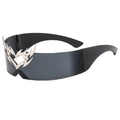 Futuristische randloze oversized zonnebril met hartvormig metalen detail en grijze glazen - Donkergrijs