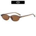 Vintage oval sunglasses with transparent amber brown frame and matching lenses - Brown Frame Tea Lens (C3)