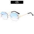 Frameless octagon sunglasses with light blue gradient lenses and gold claw metal frames - Gradient Blue