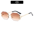 Frameless octagonal sunglasses with brown gradient lenses and golden metal temples - Gradient Tea