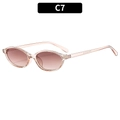 Retro oval sunglasses with a transparent light pink frame and brown gradient lenses - Champagne Frame Gradient Tea Lens (C7)