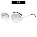 Rimless octagonal sunglasses with gradient blue lenses and golden claw metal frames - Gradient Green