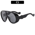 Lunettes de soleil noires coupe-vent avec branches ondulées et écrans latéraux - Monture Noire Verres Gris