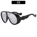 Gafas de sol tipo esquí de gran tamaño con espejo plateado y montura negra de moda urbana - C6-Montura Negra Espejo Plateado