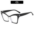 Eleganti occhiali cat-eye anti luce blu in nero e trasparente bicolore, stile C1 - Nero + Bianco (C1)